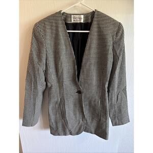 vintage Paul Stanley 100% Wool Houndstooth blazer Size 6